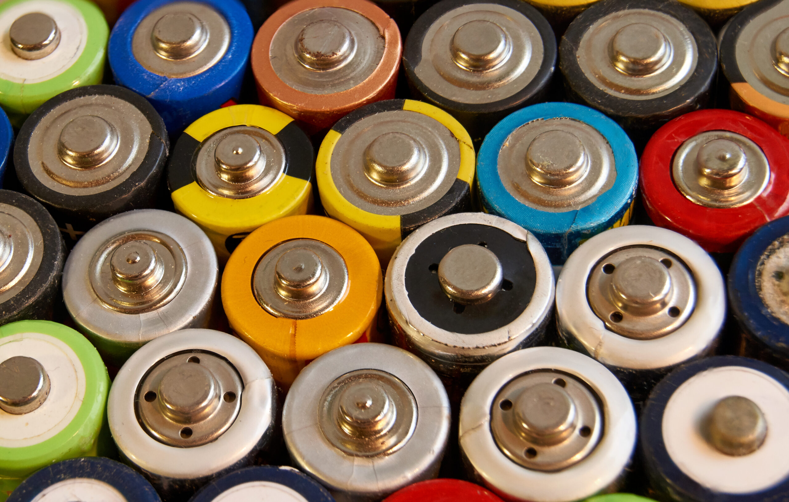 Used batteries from different manufacturers, waste, collection and recycling, high danger for the environment